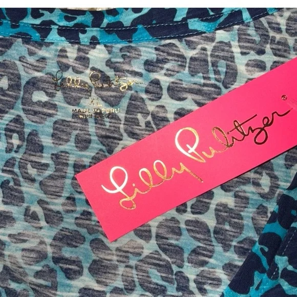 LILLY PULITZER NWT Etta V-Neck Top - My Favorite Spot Oyster Bay Navy XL - Picture 4 of 10